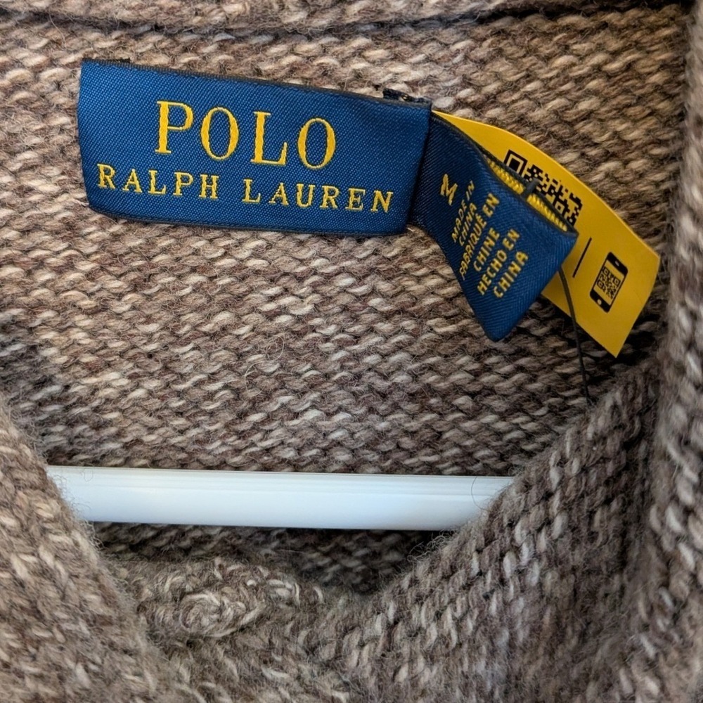 Polo Ralph Lauren Womens Polo Bear Brown Wool Cashmere Hooded Sweater Sz Med NWT - Picture 4 of 10